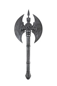 Fantasy double headed battle axe isolated on white background with clipping path Stock Photos