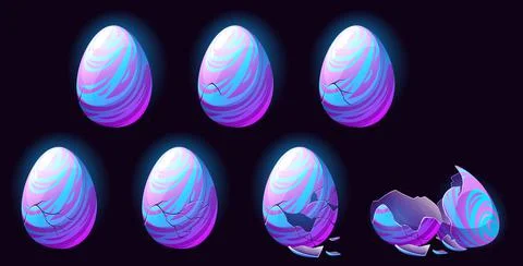 Fantasy dragon eggs in different steps of break Illustrazione stock