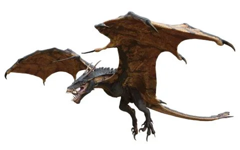 Fantasy dragon isolated on white 3d illustration Stock Illustration
