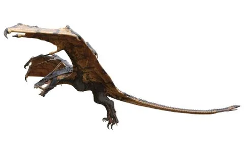 Fantasy dragon isolated on white 3d illustration Stock Illustration