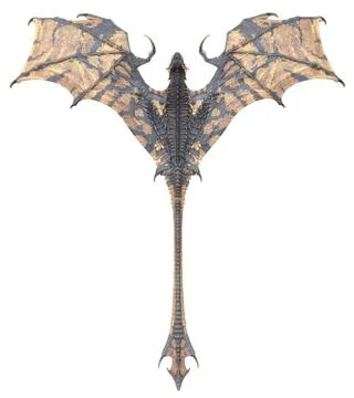 Fantasy dragon isolated on white 3d illustration Stock Illustration