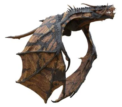 Fantasy dragon isolated on white 3d illustration Stock Illustration