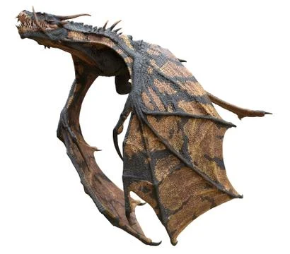 Fantasy dragon isolated on white 3d illustration Stock Illustration