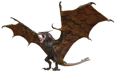 Fantasy dragon isolated on white 3d illustration Stock Illustration