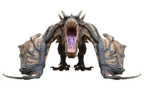 Fantasy dragon isolated on white 3d illustration Stock Illustration