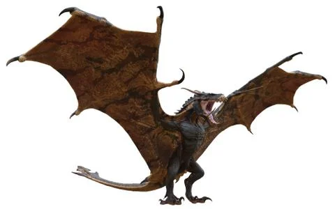 Fantasy dragon isolated on white 3d illustration Stock Illustration