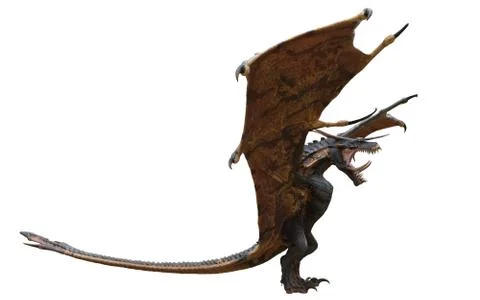 Fantasy dragon isolated on white 3d illustration Stock Illustration
