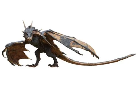 Fantasy dragon isolated on white 3d illustration Stock Illustration