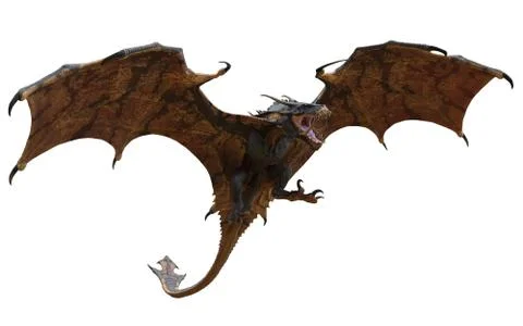 Fantasy dragon isolated on white 3d illustration Stock Illustration