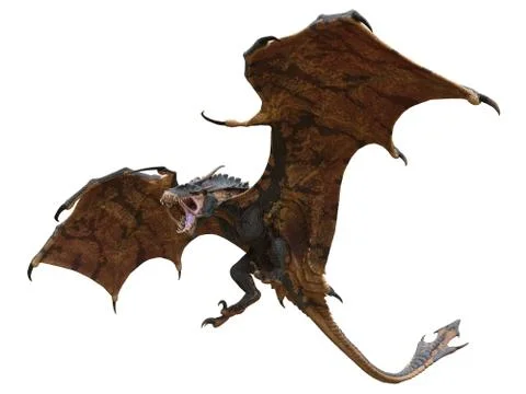 Fantasy dragon isolated on white 3d illustration Stock Illustration