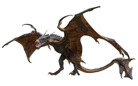 Fantasy dragon isolated on white 3d illustration Stock Illustration
