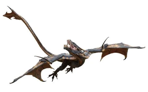 Fantasy dragon isolated on white 3d illustration Stock Illustration