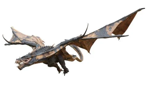 Fantasy dragon isolated on white 3d illustration Stock Illustration