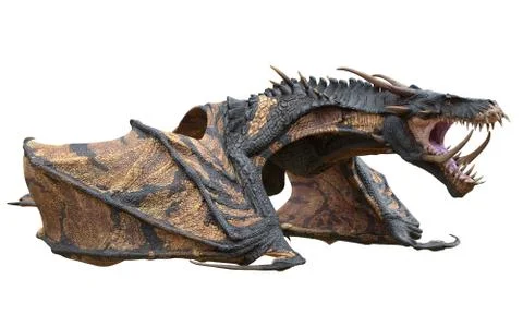 Fantasy dragon isolated on white 3d illustration Stock Illustration