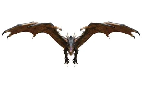 Fantasy dragon isolated on white 3d illustration Stock Illustration