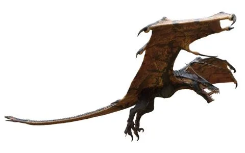 Fantasy dragon isolated on white 3d illustration Stock Illustration
