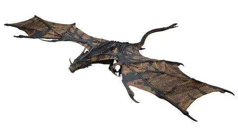 Fantasy dragon isolated on white 3d illustration Stock Illustration