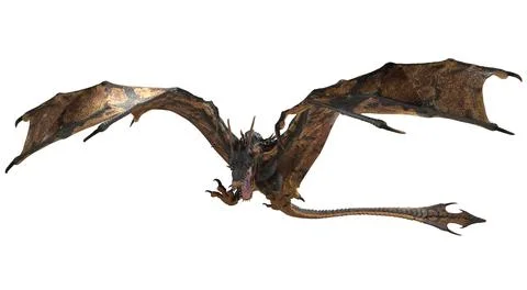 Fantasy dragon isolated on white 3d illustration Stock Illustration