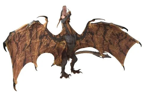 Fantasy dragon isolated on white 3d illustration Stock Illustration
