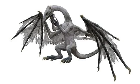 Fantasy dragon isolated on white 3d illustration Stock Illustration