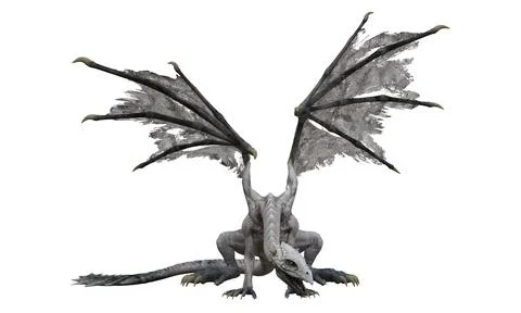 Fantasy dragon isolated on white 3d illustration Illustrazione stock