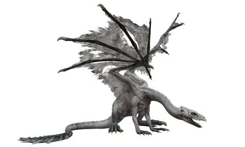 Fantasy dragon isolated on white 3d illustration Stock Illustration