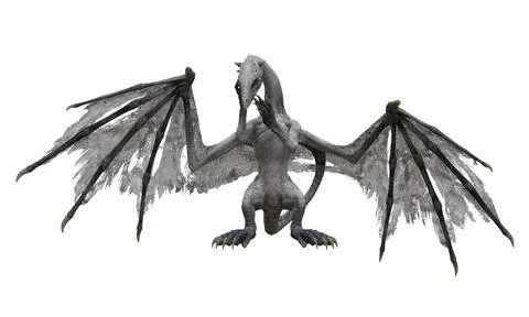 Fantasy dragon isolated on white 3d illustration Stock Illustration