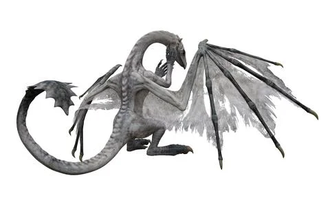 Fantasy dragon isolated on white 3d illustration Illustrazione stock