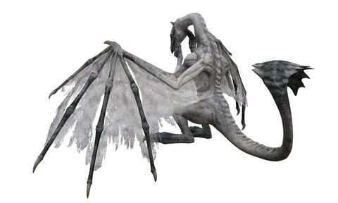 Fantasy dragon isolated on white 3d illustration Stock Illustration