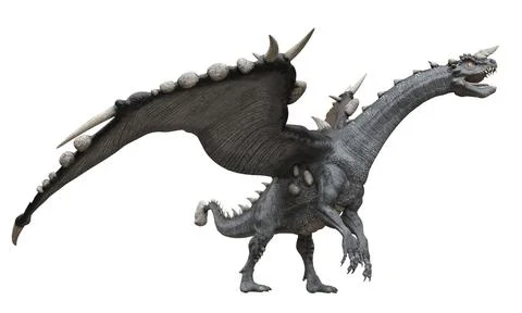 Fantasy dragon isolated on white 3d illustration Illustrazione stock
