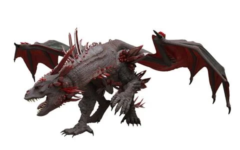Fantasy dragon isolated on white 3d illustration Illustrazione stock
