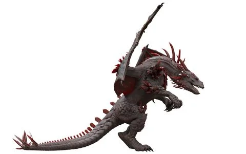 Fantasy dragon isolated on white 3d illustration Stock Illustration