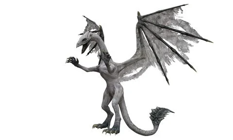 Fantasy dragon isolated on white 3d illustration Stock Illustration