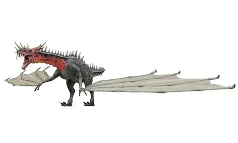 Fantasy dragon isolated on white 3d illustration Stock Illustration