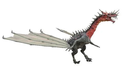 Fantasy dragon isolated on white 3d illustration Stock Illustration