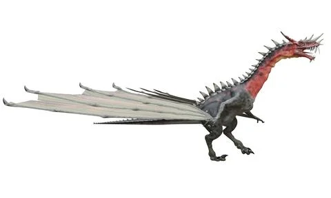 Fantasy dragon isolated on white 3d illustration Stock Illustration