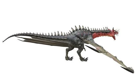 Fantasy dragon isolated on white 3d illustration Stock Illustration