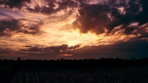 Fantasy dusk. Dynamic clouds before sunset Stock Footage 92578670