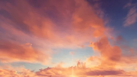 Fantasy Dusk Sunset  Fiery Pink  Red Clouds Time Lapse - Seamless Loop Stock Footage