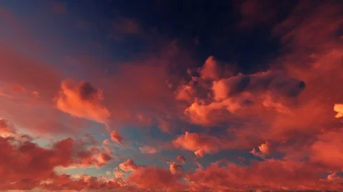Fantasy Dusk Sunset  Fiery Pink Orange Red Clouds Time Lapse - Seamless Loop Stock Footage
