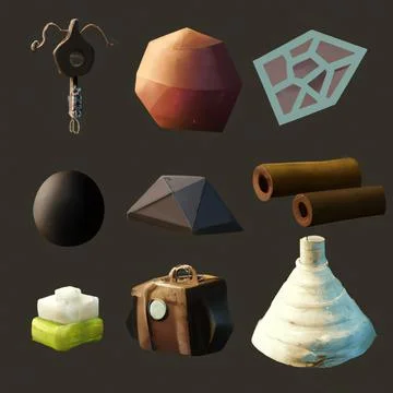 Fantasy Earth Element Objects Assets for Video Games and RPG Style Ilustración de archivo