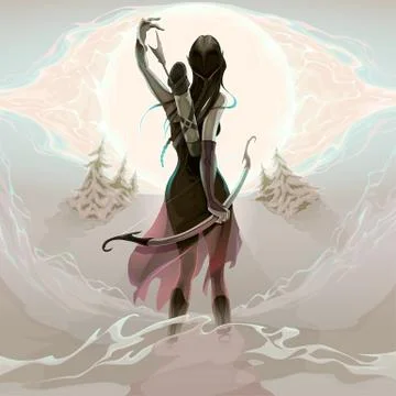 Fantasy elf warrior archer Stock Illustration