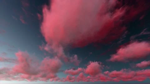 Fantasy Epic Dusk Sunset Dark Magenta Pink Clouds Time Lapse - Seamless Loop Stock Footage 154660241