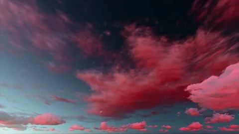 Fantasy Epic Dusk Sunset Dark Magenta Pink Clouds Time Lapse - Seamless Loop Stock Footage 154660870