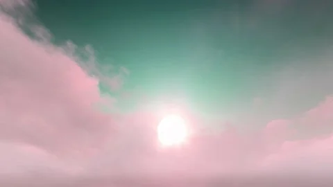 Fantasy Epic Dusk Sunset  Romantic Pink Teal Clouds Time Lapse - Seamless Loop Video stock 159655725