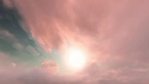 Fantasy Epic Dusk Sunset  Romantic Pink Teal Clouds Time Lapse - Seamless Loop Video stock 159656967