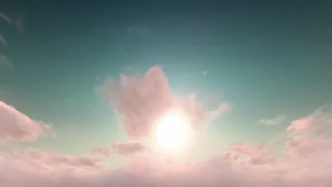 Fantasy Epic Dusk Sunset  Romantic Pink Teal Clouds Time Lapse - Seamless Loop Video stock 159656980