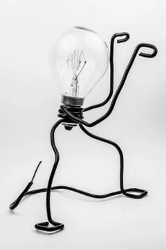 Fantasy figure of a light bulb and wire. Stock Photos