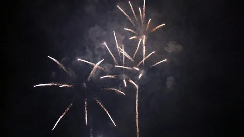 Fantasy Fireworks Rockets at Night Stock Footage 80541706