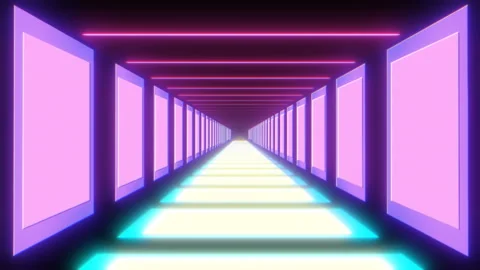 Fantasy flight through bright tunnel of geometric figures Stock Footage 269830147